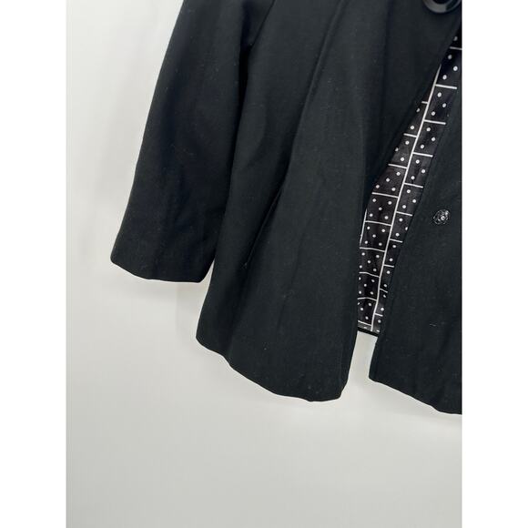 Tulle Jacket Women MEDIUM Black Button Snap Front Long Sleeve Wool Blend - Picture 3 of 8